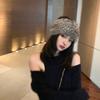 Celebrity-Inspired Rabbit Fur Knitted Scarf and Plush Hat Set for Women - Autumn/Winter Trend