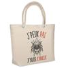 Beach Bag - PLANETEE - Cancer Zodiac Sign « I Can't » - Cotton - Beige - Large Capacity
