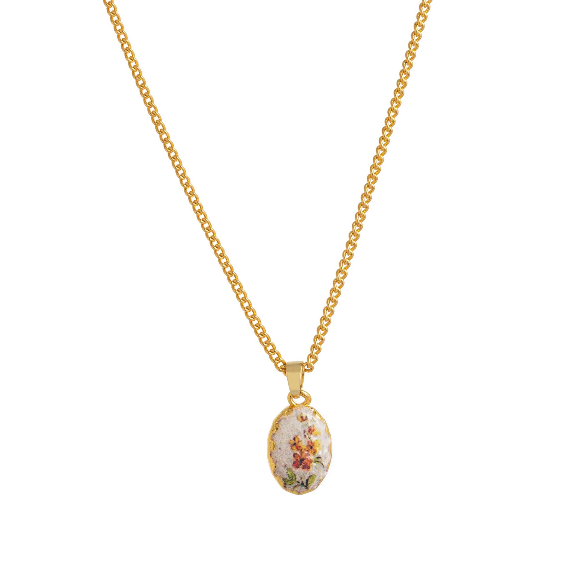 French Retro Oil Painting Style Flower Pendant Versatile And Multi-Style Optional