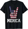 Merica Rock Sign 4th of July Vintage American Flag Retro USA T-Shirt