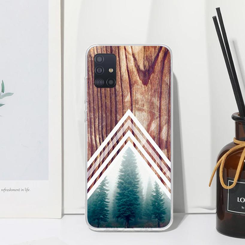 Forest Geometry Wood Nature Phone Case For Samsung Galaxy A52 A42 A32 A22 A12 A02S A72 A51 A50S A41 A31 A21S A71 A40 A30S A20S A