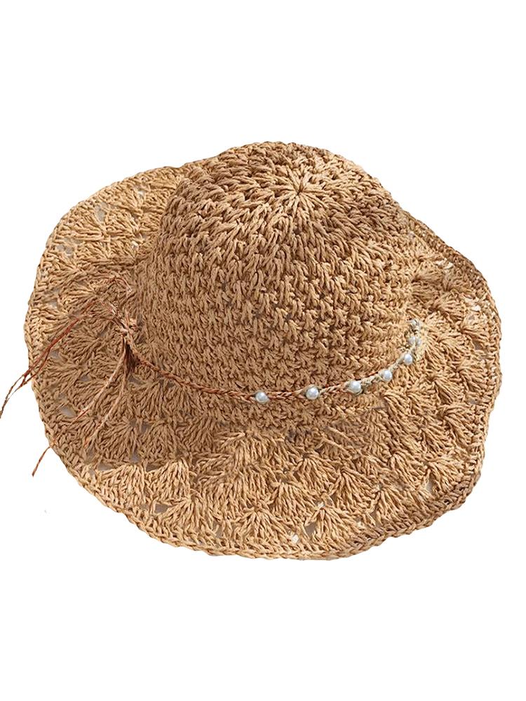 Handwoven Straw Sun Hat – Women’s Summer Wide-Brimmed Foldable Panama Hat with Bow Accent, UV Protection for Beach & Outdoor Wea