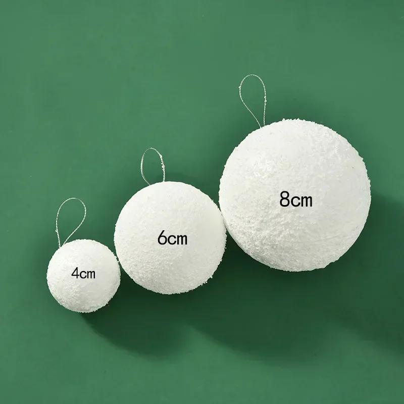 60/6PCS White Foam Christmas Balls Xmas Tree Hanging Ball Pendant Ornament for New Year Party Home Decoration Supplies Wholesale