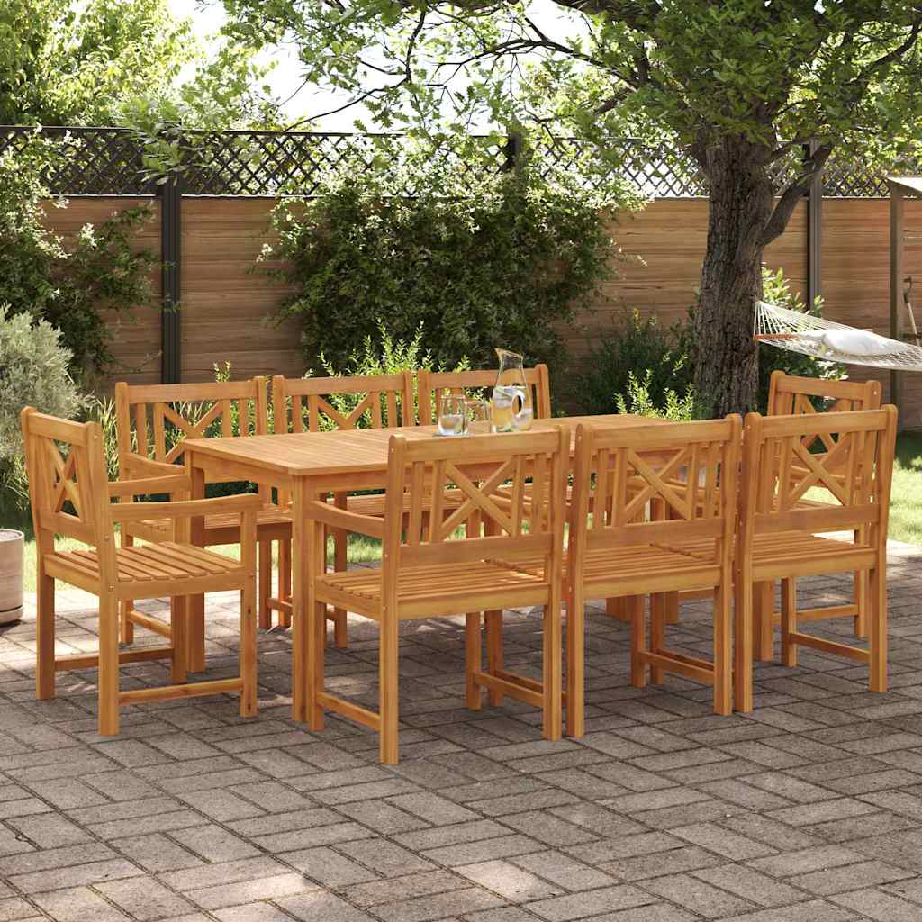 Garden Dining Set 9 pcs Brown Solid Acacia Wood