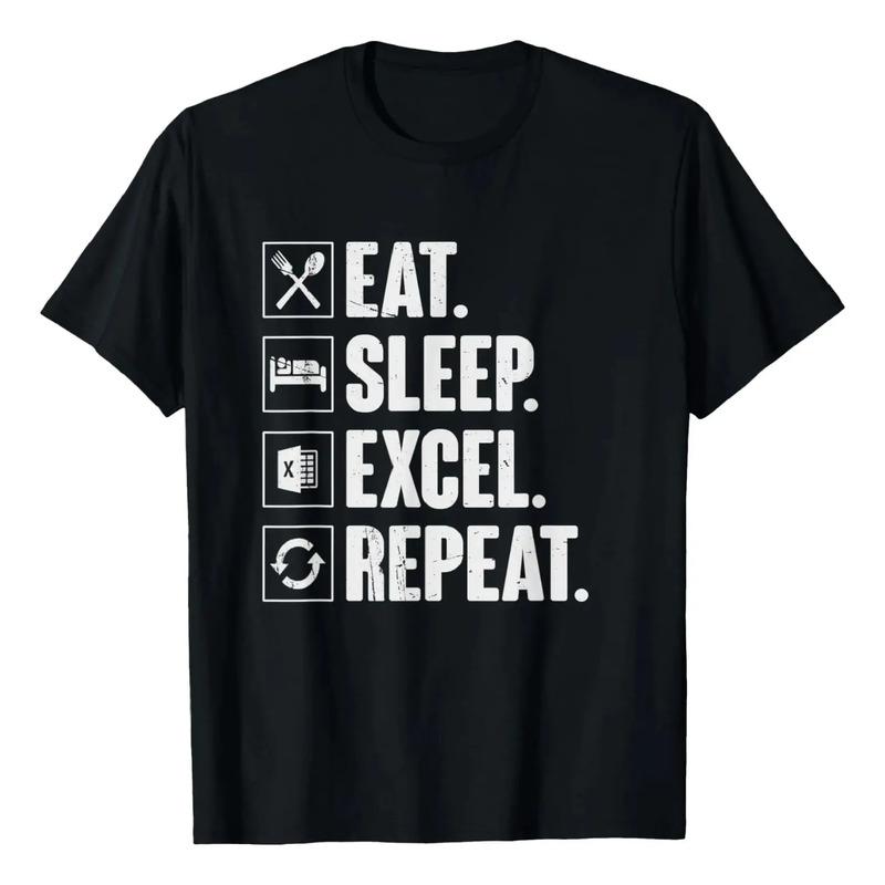 Camiseta Divertida Vintage Retr? Excel Repeat Eat Sleep Exce S