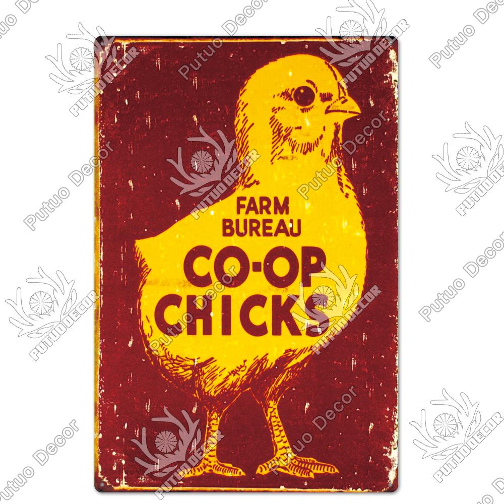 Putuo Decor Huhn Blechschild Vintage Metallschild Plakette Metall Vintage Bauernhaus Wanddeko Hahn Retro Metallschilder