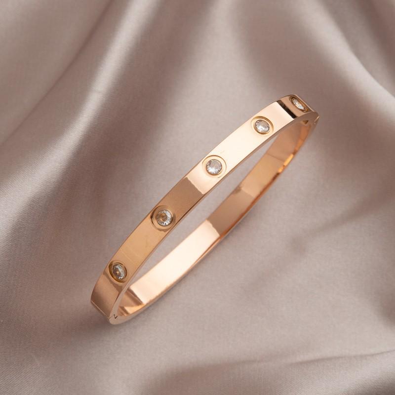 Leichter Luxus High-End Voll Diamant Titanstahl Armreif - Damen Modischer Temperament Schmuck