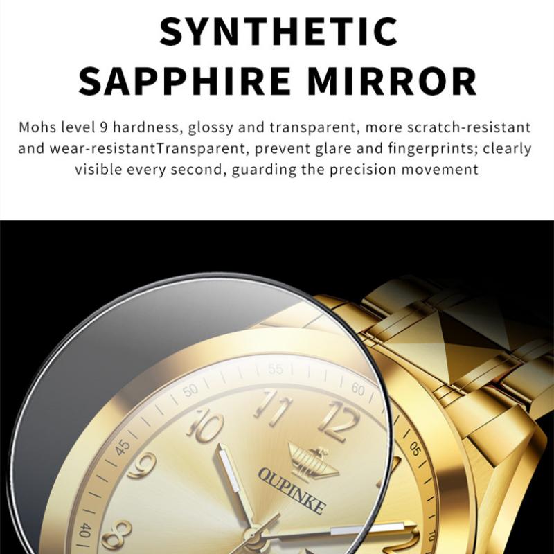 OUPINKE New Business and leisure Men's Watch Automatic Mechanical Watch Stainless Steel Business Double Calendar Anti-high-end Watch