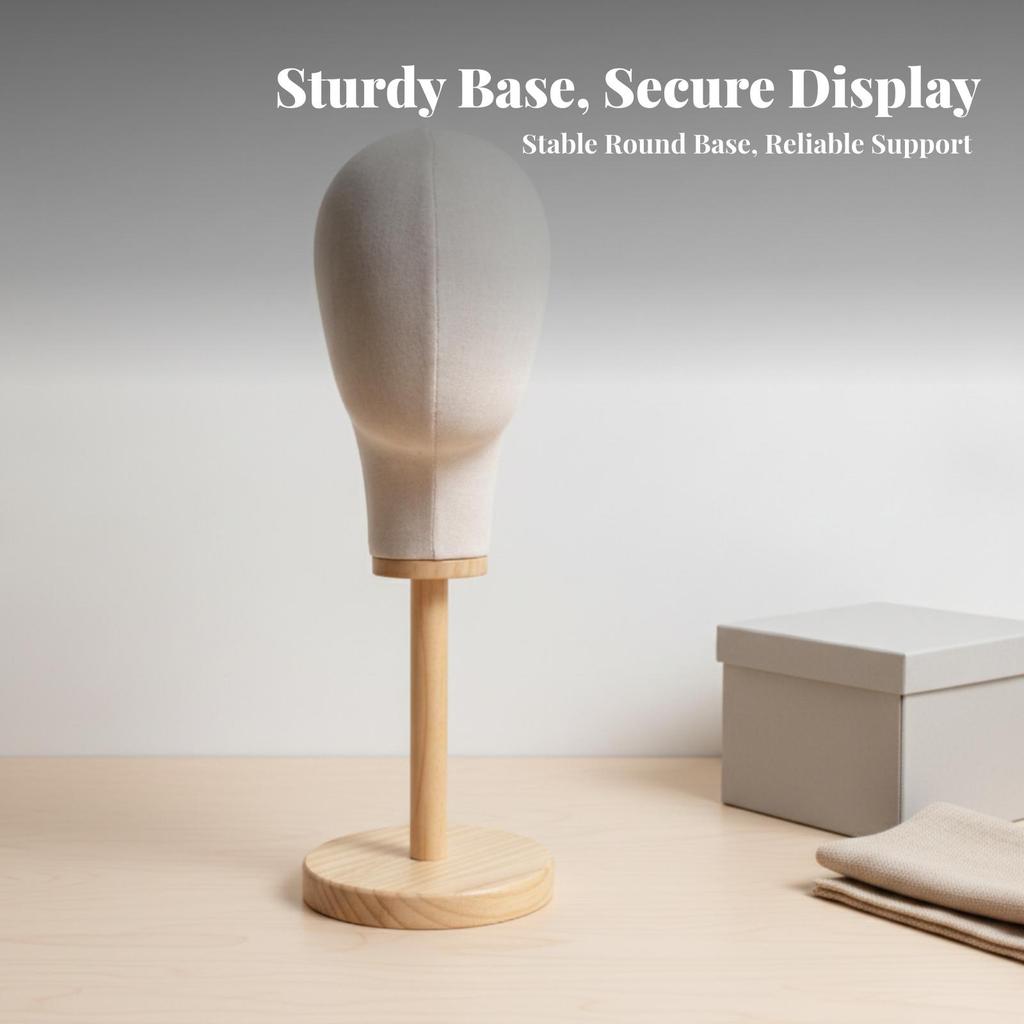 Mannequin Head Stand Wooden Base Hat Home Storage