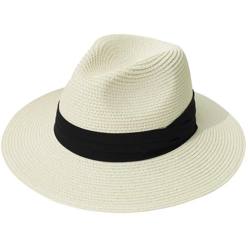 Summer Hat Women Wide Brim Straw Panama Foldable Hat Beach Sun Protection Hat
