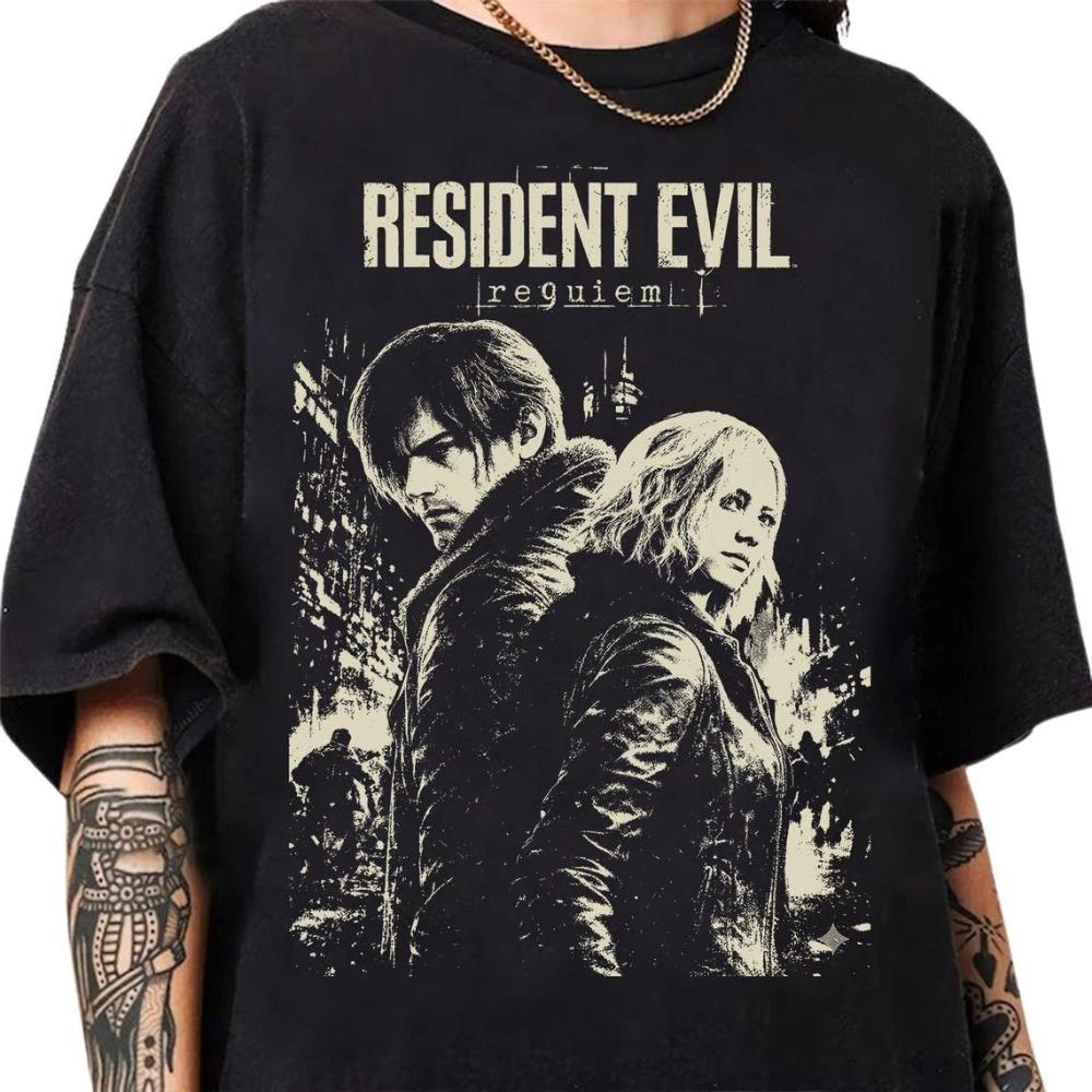 Retro Resident Evil Requiem T-shirt, Resident Evil Game T-shirt, Summer New Cotton Retro Unisex Casual Fashion T-shirt S
