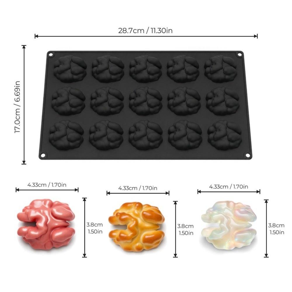 New 15 Rows Silicone Baking Mold DIY Non Stick Cake Mold Walnut Shape Dessert Making Chocolate Mold