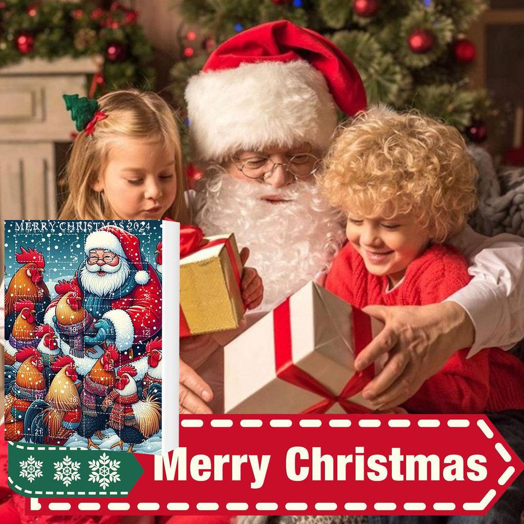 Christmas Blind Box Countdown Calendar With Acrylic Rooster Ornaments For Holiday Decor And Gift Giving