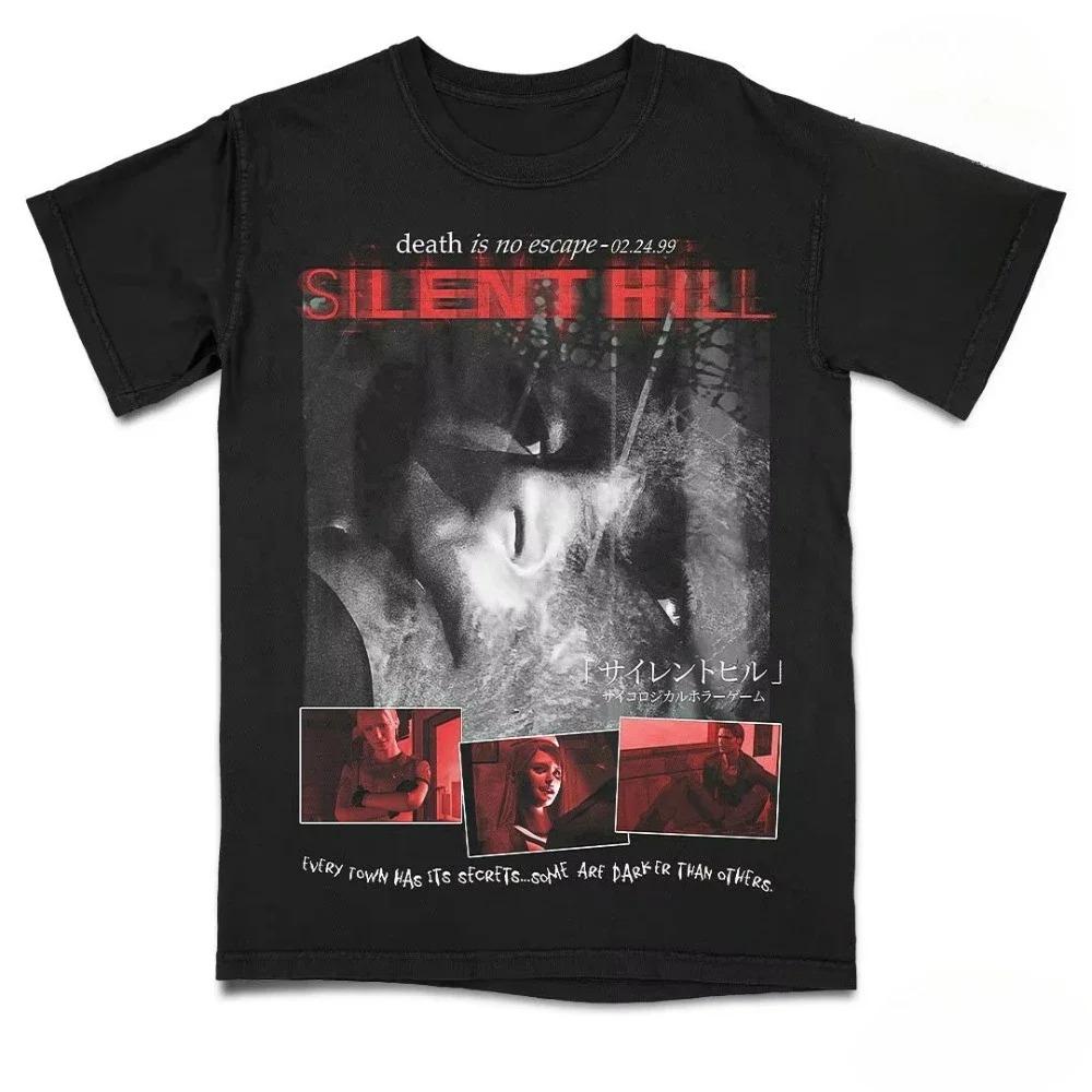 2026 Funny S-Silent Hill 2 Videogame Black Retro Gaming T-Shirt Tee Men Women Holiday Casual Short Sleeve Tee Top Loose T-shirt