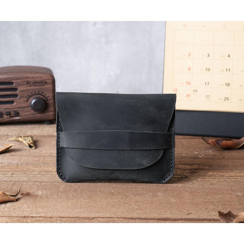 Handmade Crazy Horse Genuine Cow Leather Men's Card Holder Ultra Slim Compact Multi Card Slots Minimalist Leather Card Wallet