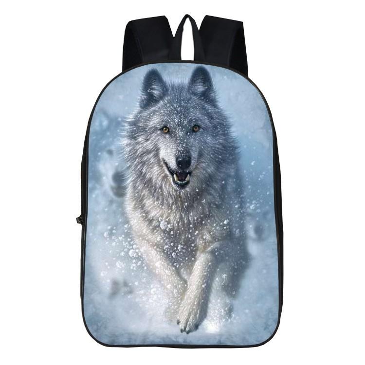 Zaino Scolastico Stampato 3D Animale Lupo Zaino Cartone Animato Studenti Scuola Primaria e Secondaria Zaino Blu Din
