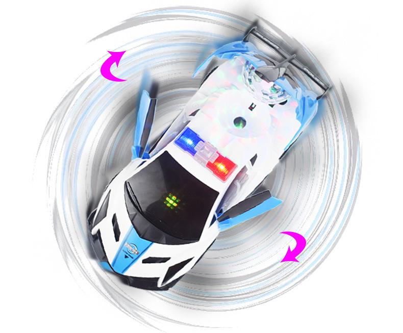 Electric Rotating Police Car Toy with Sound, Light, and Deforming Stunt Features