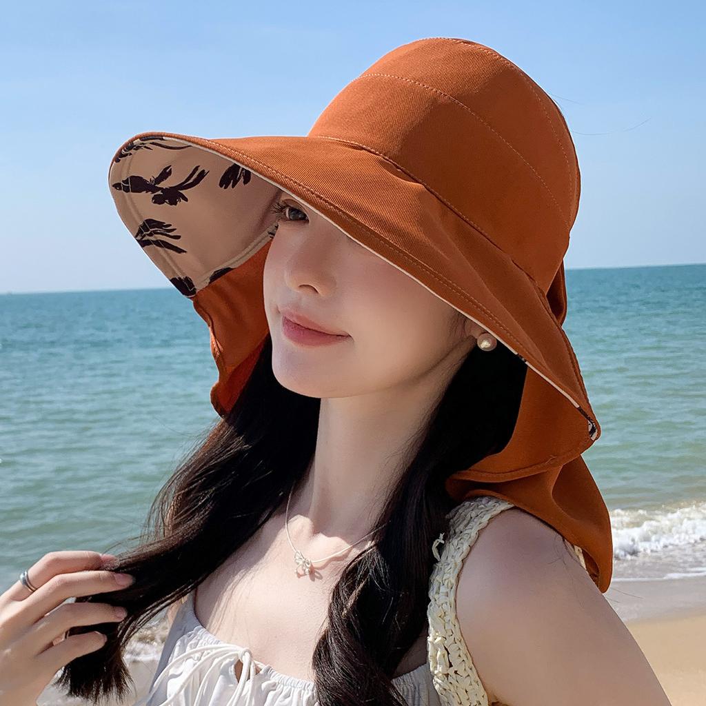 Neuer vielseitiger Mode-Visor Damen Sommer Reise Schleife Krempe Leerer Oberteil Atmungsaktives Schultertuch Bucket Hat