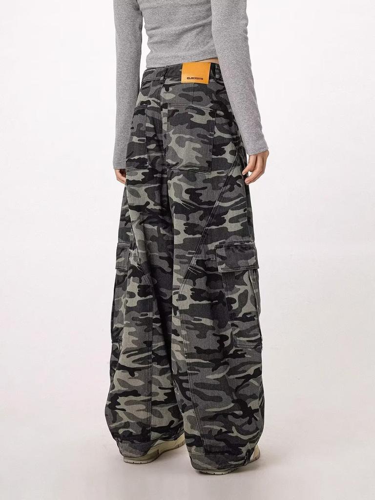 Autumn Women Jeans High Waist Vintage 2000s Straight Baggy Y2K Denim Pants Hip Hop American Wide Leg Denim Trouser