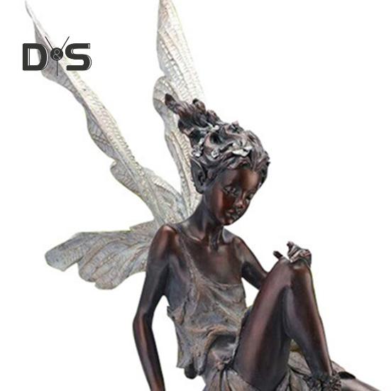 Flower Fairy Statue Resin Winged Fairy Figurine Outdoor Garden Fairy Sculpture for Home Porch Lawn Courtyard Decoration