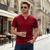 Herren Sommer Freizeit V-Ausschnitt T-Shirt Atmungsaktiv Leinenoptik Kurzarm Einfarbige Tasche T-Shirt Leicht