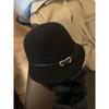 Belt buckle wool foreign daughter hat top hat women's autumn and winter bucket hat Hepburn rich daughter high sense