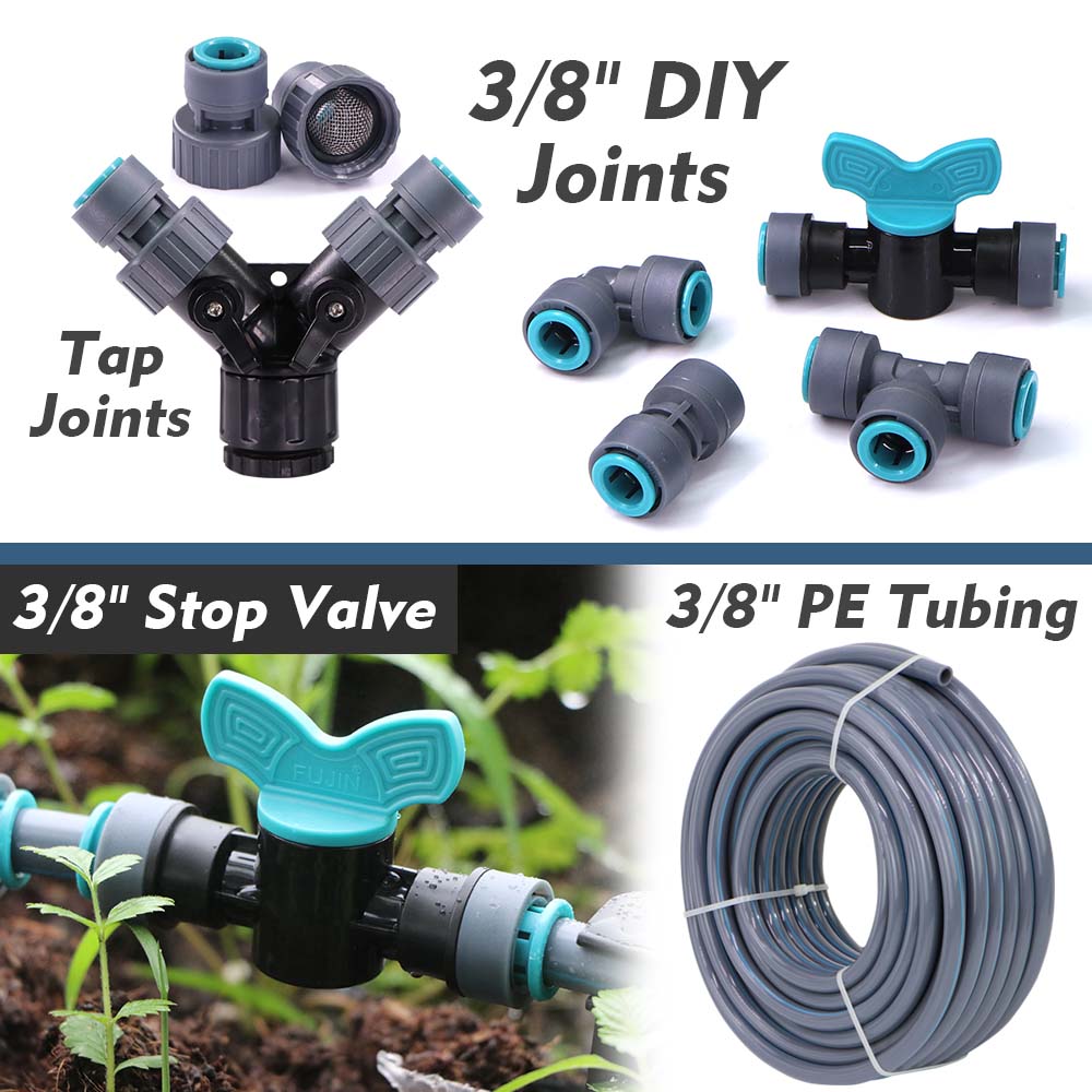 3/8" 9/12mm Misting Cooling System 360° Bend 0.6mm Nozzle Atomizer Sprayers Slip Lock PE Hose Outdoor Garden Irrigation Watering