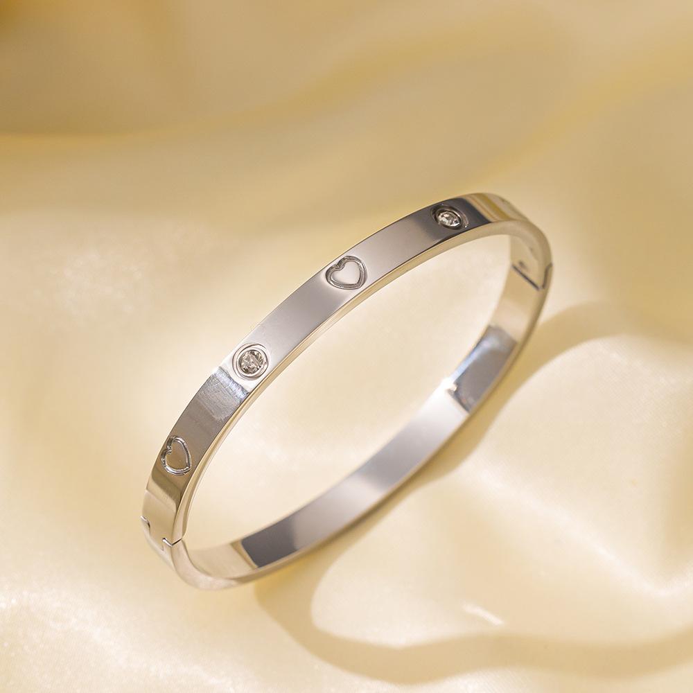 Htpwe Stainless Steel Love Bracelet For Women 18k Gold Plated Couple Holiday Gift Bracelet Party Daily Zircon