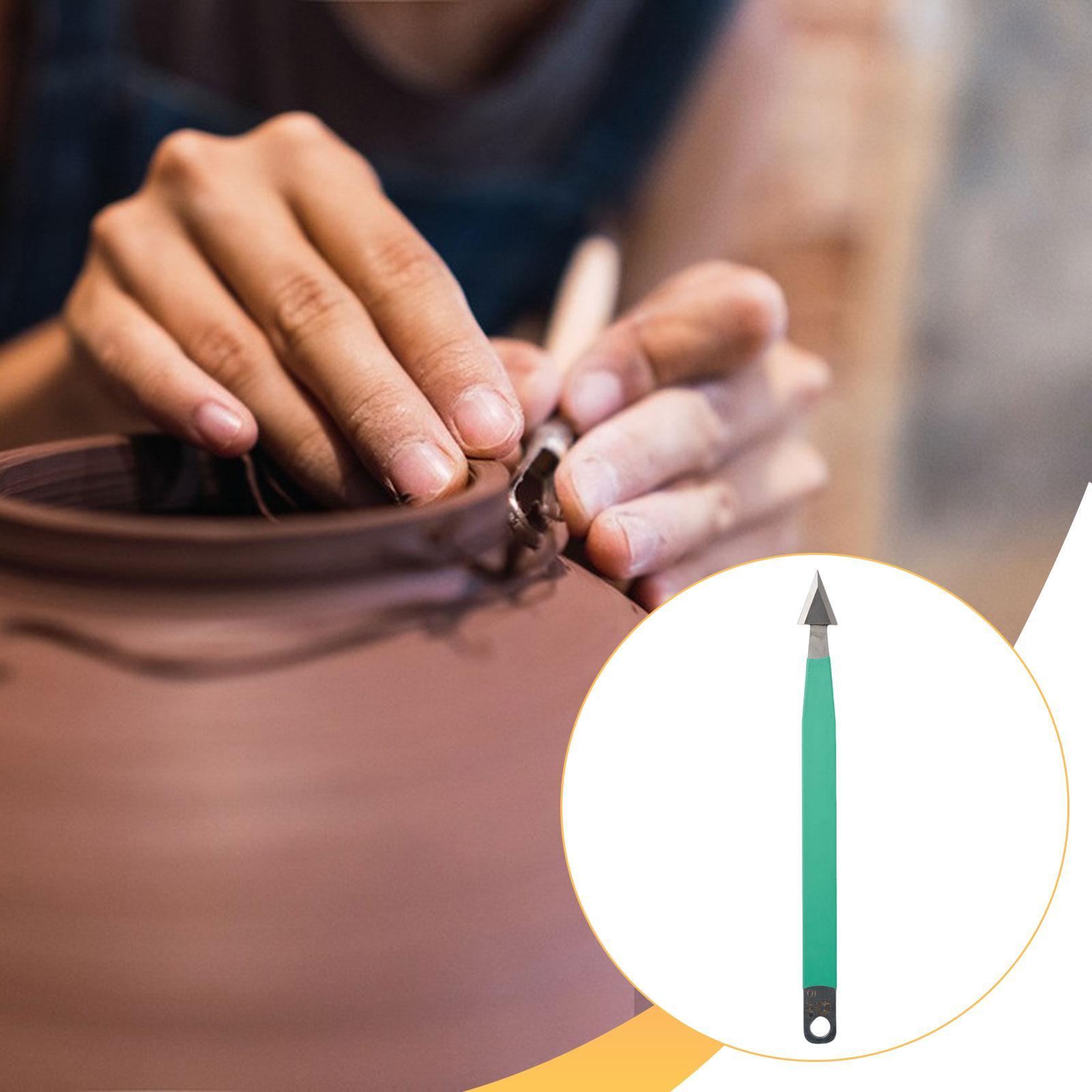 

Clay Modeling Tool Pottery Trimming Knife Green Handle Comfort Grip for Ceramic Carving Craft Studio