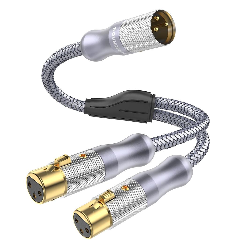 SOUNDFAM XLR Splitter Cable, 50cm, XLR Y Splitter Cable (1 Male to 2 Female), 3-Pin Balanced Microphone Adapter Patch Cable, Compatible with