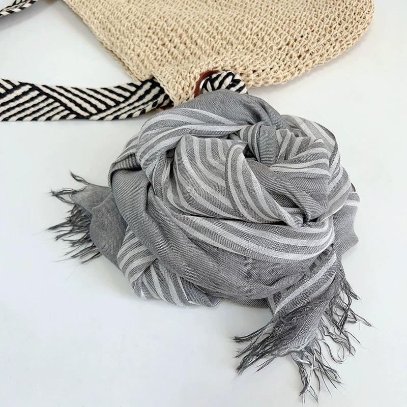 73*200CM Soft Modal Striped Men and Women's Cotton Scarves for Spring and Summer Sun Protection Shawl Scarf