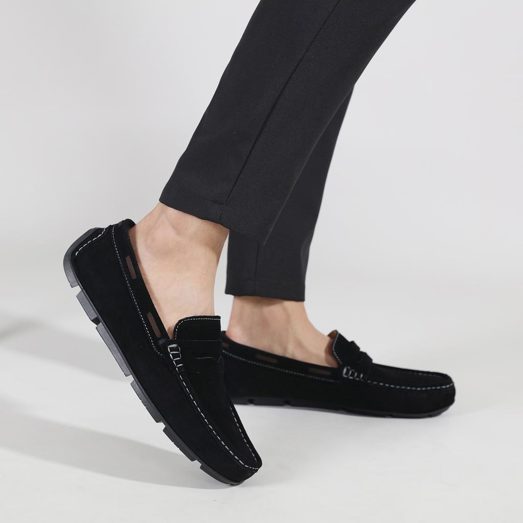 2025 Penny Loafers Men Boat Shoes Large Size 45 46 Man Moccasins Suede Leather Slip On Flats Classic Men Casual Driving Shoes