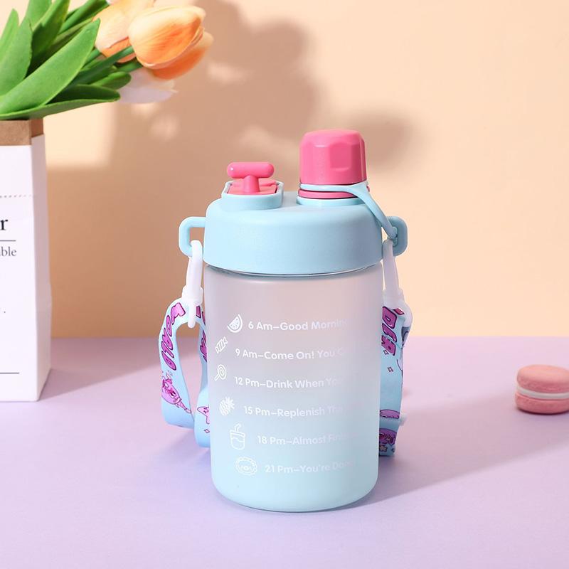 600ML Gradient Plastic Water Bottles Portable Large Capacity Women Straw Cup Double Drinking Sport Water Pot For Students Girls