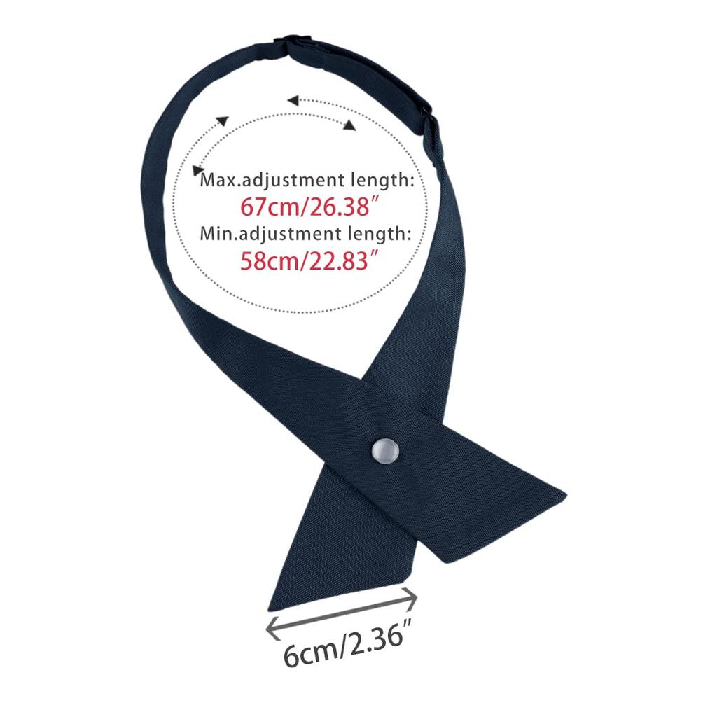 [Elerevyo] Women's & Men's Adjustable Cross Bow Tie, Solid Snap Button Tie, School Uniform, Navy Blue, One Size