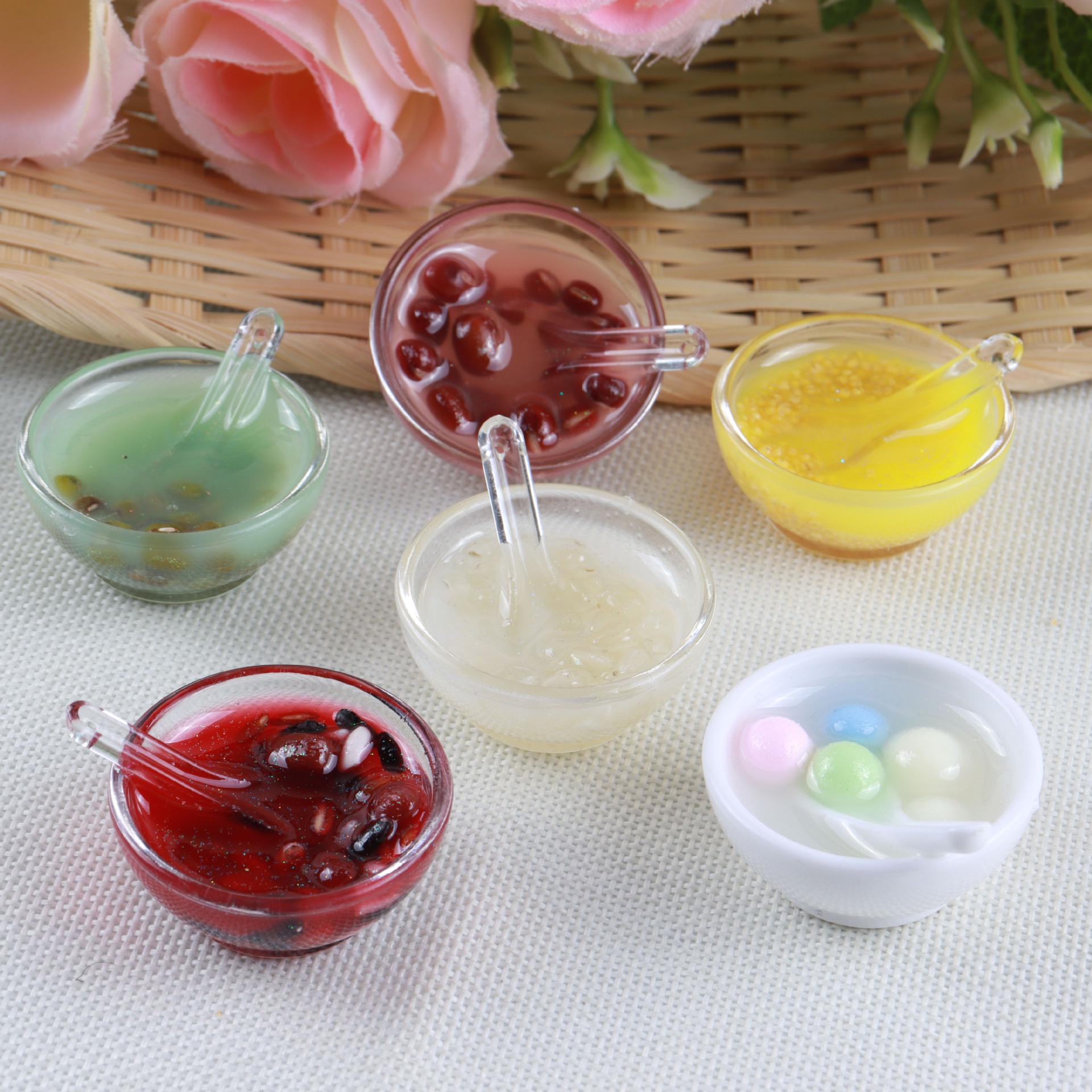 

Світловідбивний Блискучий Tangyuan Іграшка Брелок: DIY їстівний кулон-підвіска у формі десертної піали та прикраса для ігрового будиночка