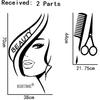 BIBITIME Modern Fashion Beauty Girl Cut Hair with Scissors Comb Barber Shop Wall Decal Window Sticker Hairdressing Salon Creative Personality Vinyl