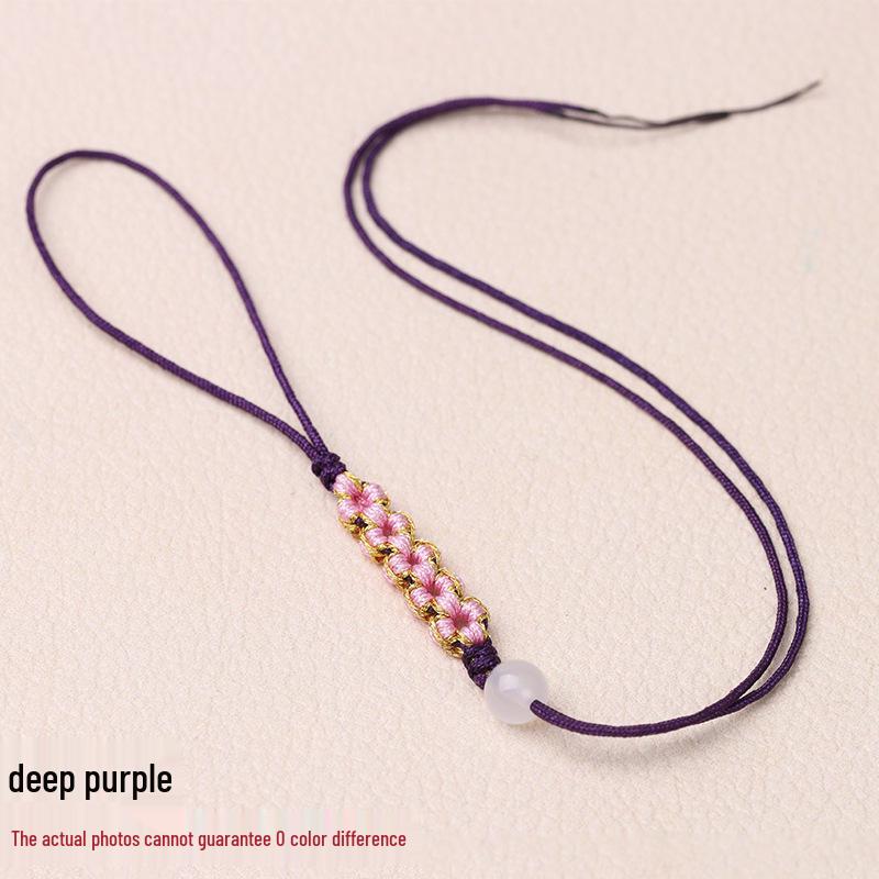 Peach Blossom Knot Phone Chain & Bag Pendant - Handmade Woven Jewelry Lanyard