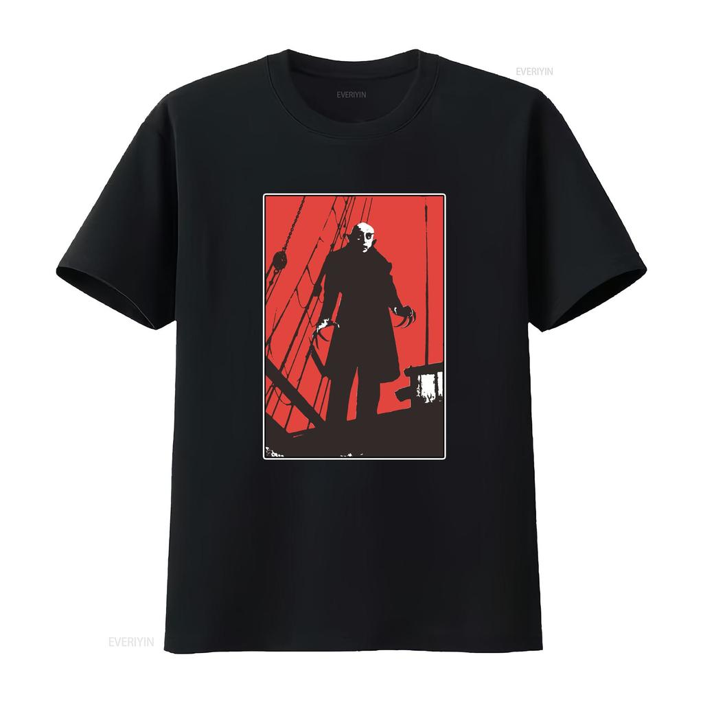 Nosferatu Red Classic Horror Film T Shirt Dracula Vintage Gothic Movie Poster Jersey Vintage Washed Fashion Versatile Casual