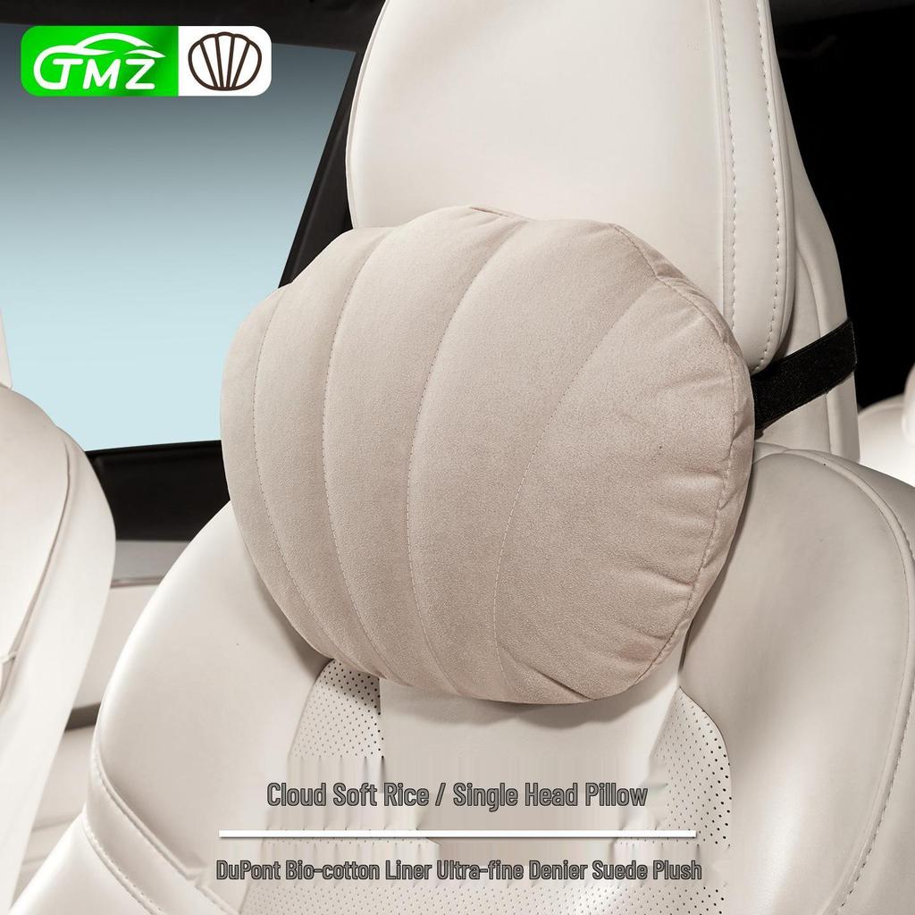 Suede Plush Lumbar Pillow for Car Headrest - Fits Mercedes-Maybach, BMW, Tesla, Xpeng P7 - Head & Neck Support