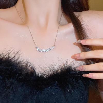Irregular Zircon Titanium Steel Necklace for Women - Trendy, All-Match, Elegant Clavicle Chain