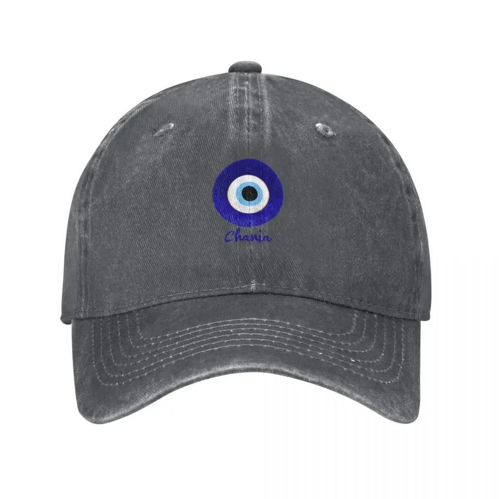 CHANIA - GREECE, EVIL EYE, Mati blue white. Baseball Cap derby hat golf hat genuine Hat Baseball Cap For Women Men's