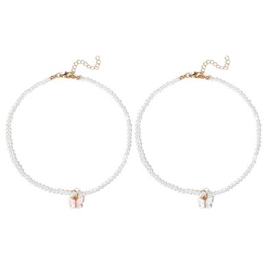 Egirl Jewelry Butterfly Pendant Necklace DIY Fashion Imitation Pearls Choker Y2K Necklace for Women Punk Accessories