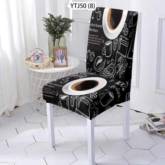 

Новый чехол на стул в растительном фруктовом стиле, чехлы для офисных стульев, столовая, кофейный узор, выдвижной чехол на стул, домашний Stuhlbezug 1PCS