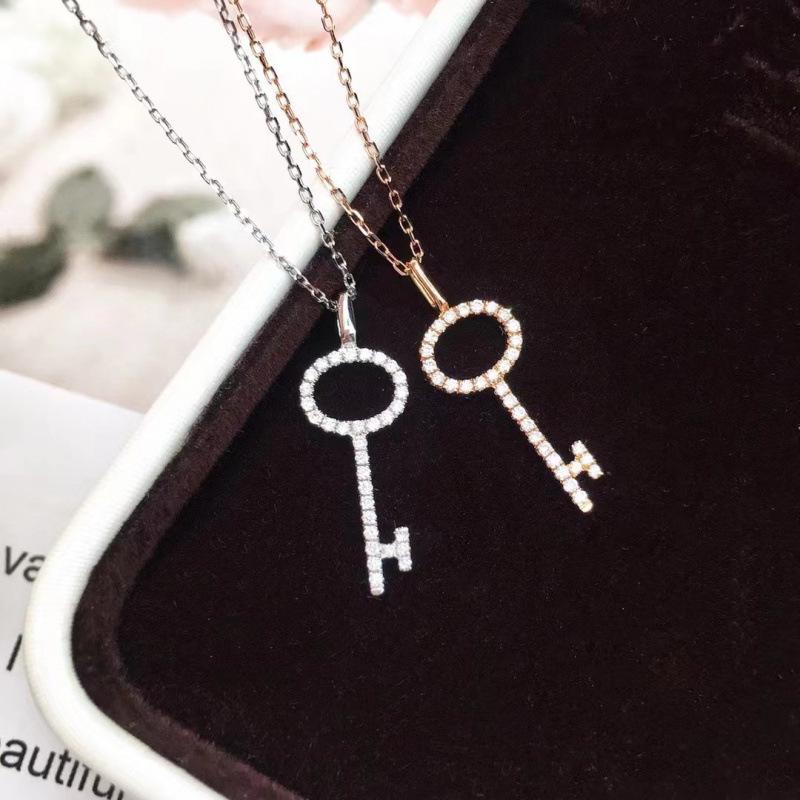 Ethereal Rhinestone Hollow Key Necklace for Women - Designer, Simple, Light Luxury, Ins Style Collarbone Chain.