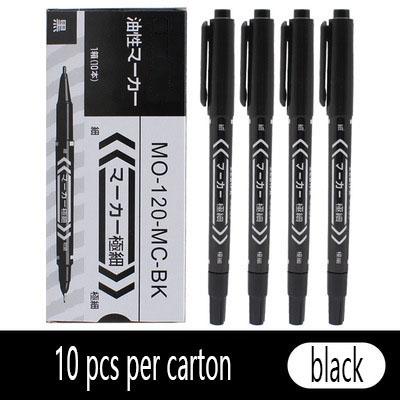 10Pcs Waterproof Marker Pens Durable Oily Ink Fast Drying Thick Head For Signature Express Logistics & School Black Red Blue Pen