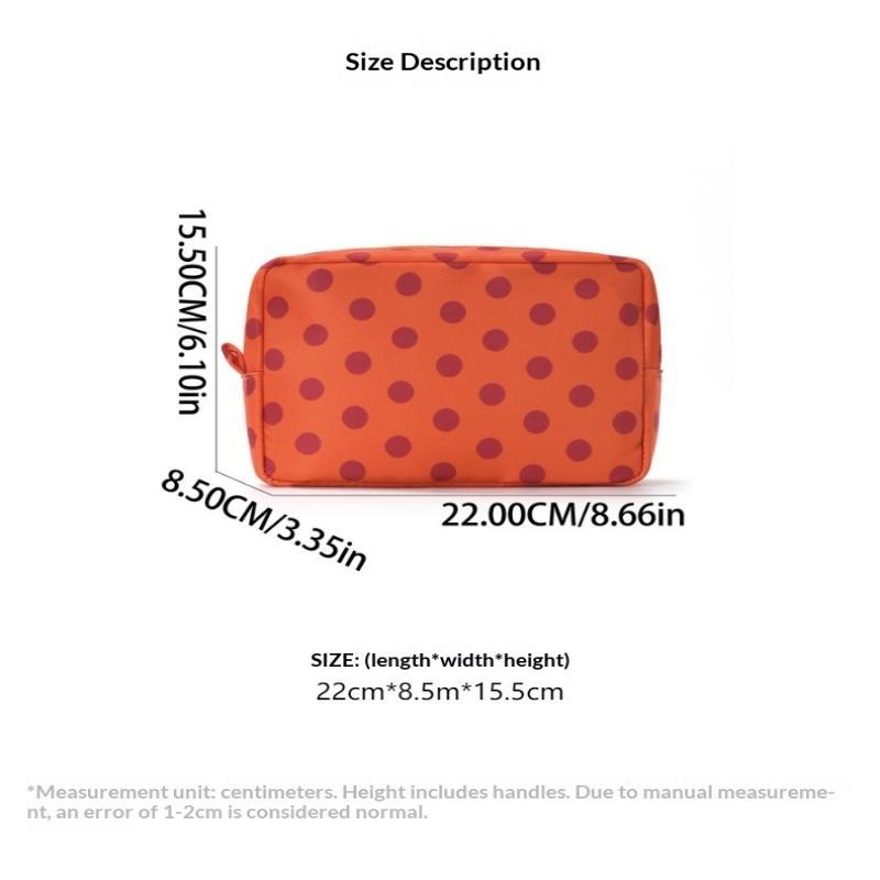 Polka Dots Cosmetic Bag Waterproof Zipper Compact Foldable Portable Makeup Pouch for Travel Daily Storage
