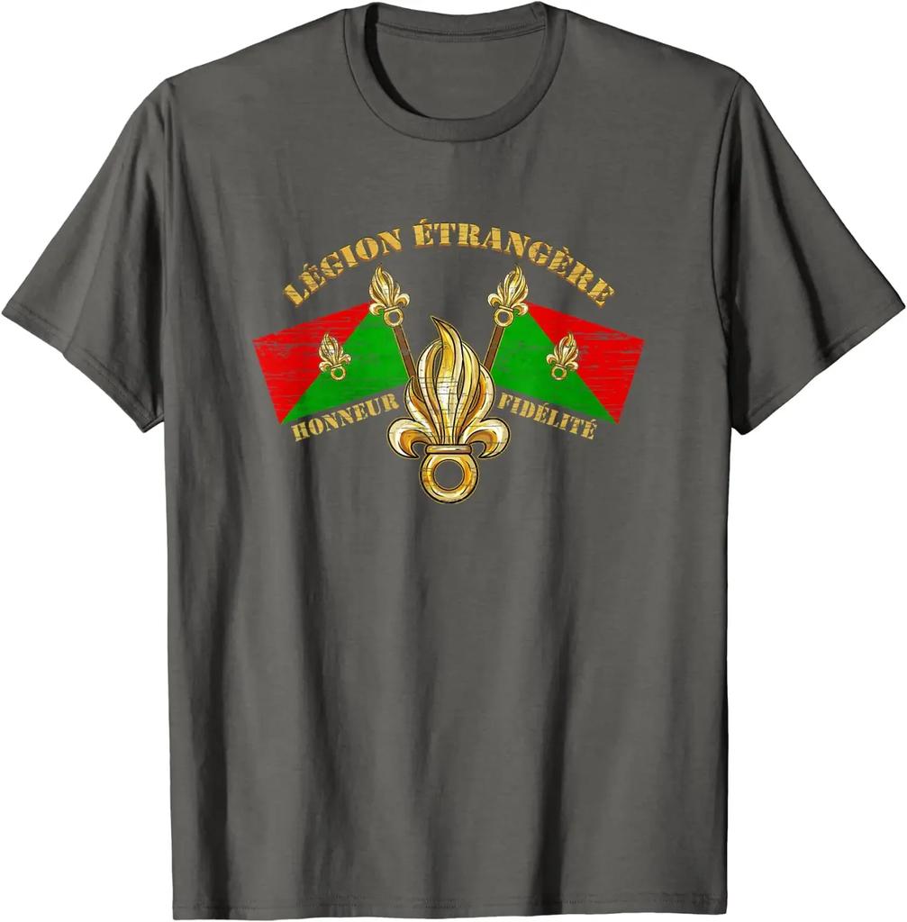 Legione Straniera Onore Fedeltà Legione Straniera Francese Maglietta da Uomo Manica Corta Casual 100% Cotone Girocollo Camicie Estive