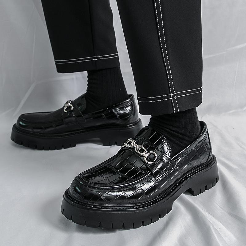 2025 new large size British style business leather shoes fashionable versatile platform foot shoes men's shoes