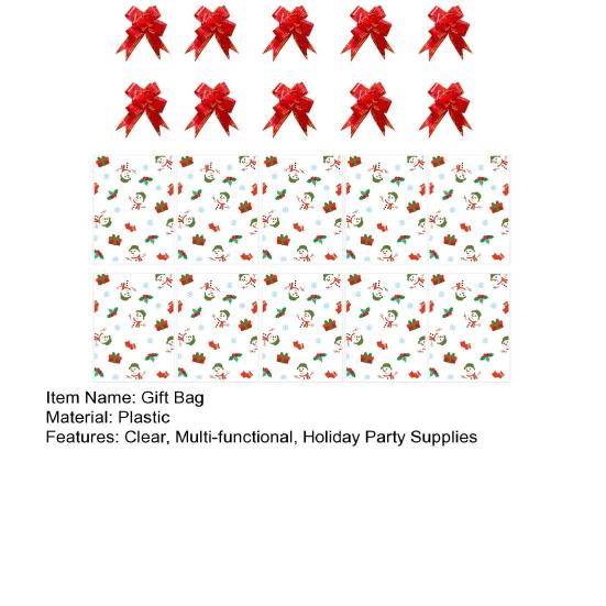 Christmas Treat Bags Plastic Clear Xmas Candy Bags with Pull Bow Set for Baby Shower Bridal Shower Raffle Easter Christmas Party Supplies