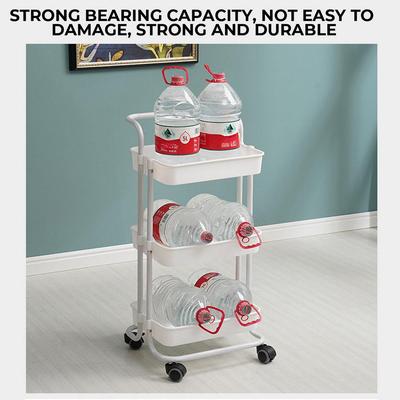 Storage Organizer Rack Movable Bathroom Kitchen Shelf Metal Rolling Trolley Cart Basket Stand Wheels Save Space Holder 3 Layer
